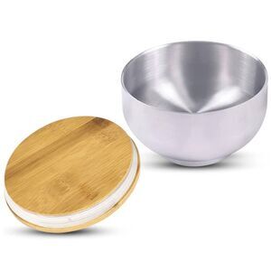 Stainless Steel Massge Gel Shaker Bowl with Bamboo Lid, NIB
